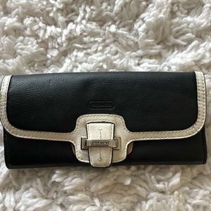 Coach Black and White leather Slim Wallet